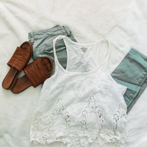 Zara white lace tank
